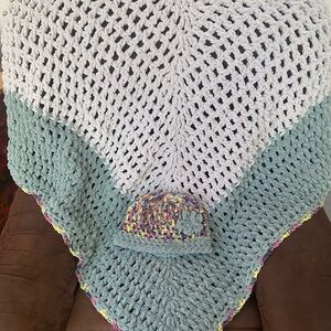 Handmade Crochet Shawl with Hat